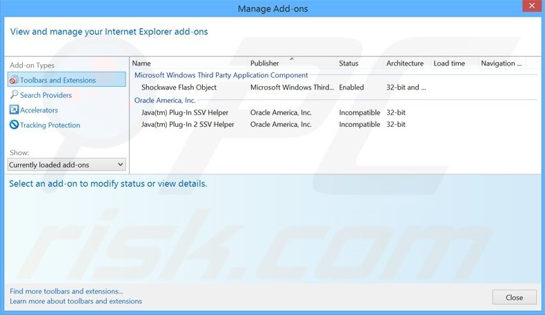 Removing StormAlerts ads from Internet Explorer step 2