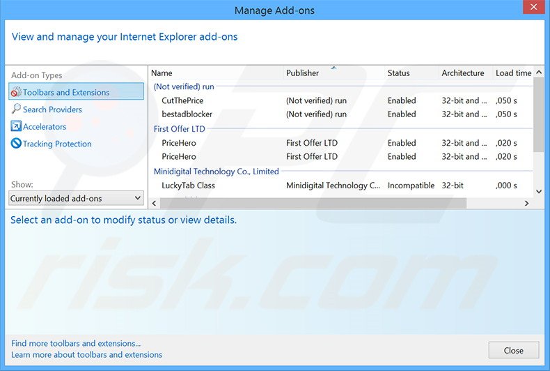 Removing Content Defender ads from Internet Explorer step 2