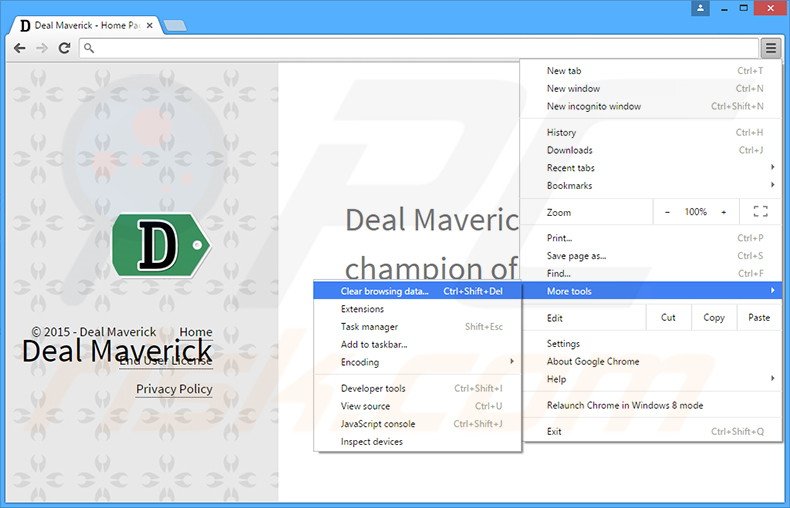 Removing Deal Maverick  ads from Google Chrome step 1