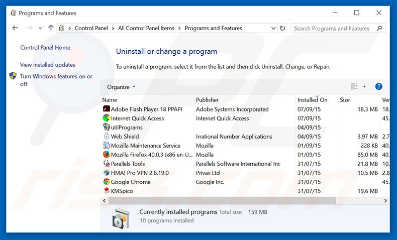 DownloadBoss adware uninstall via Control Panel