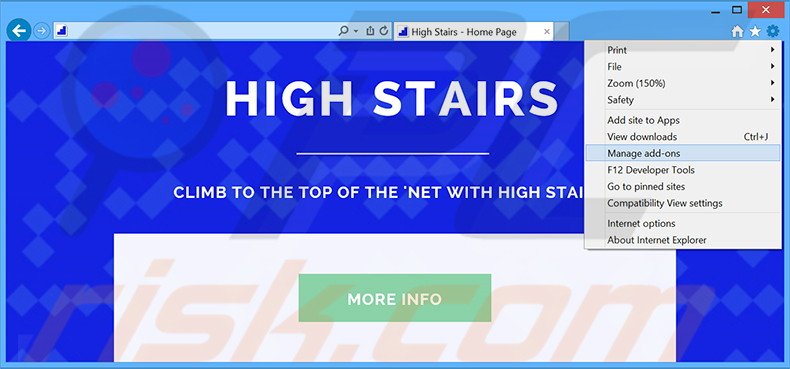 Removing High Stairs ads from Internet Explorer step 1