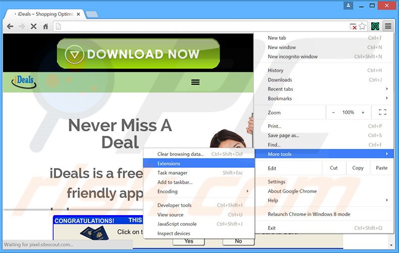 Removing iDeals  ads from Google Chrome step 1