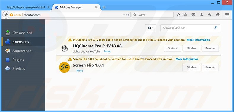 Removing Istreamer ads from Mozilla Firefox step 2