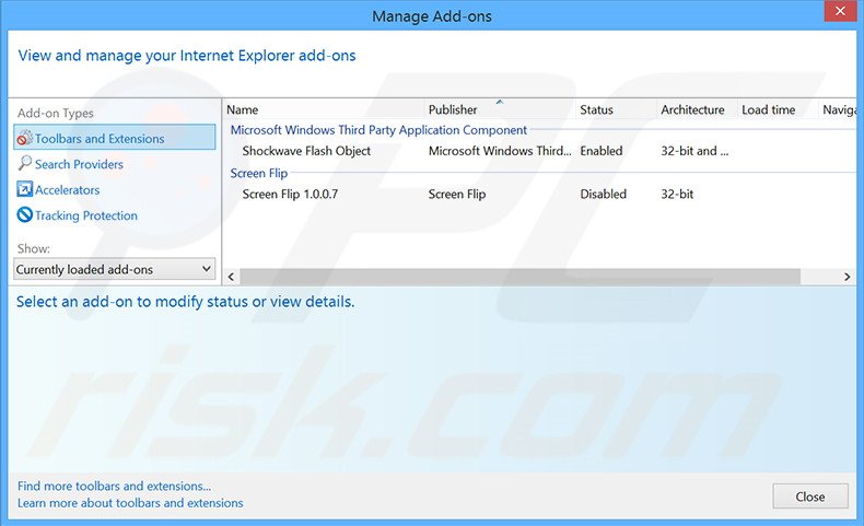 Removing Istreamer ads from Internet Explorer step 2