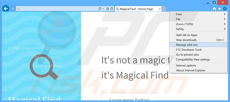 Removing Magical Find ads from Internet Explorer step 1