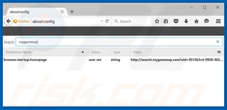 Removing search.mygamesxp.com from Mozilla Firefox default search engine