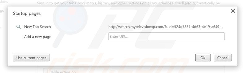 Removing search.mytelevisionxp.com from Google Chrome homepage