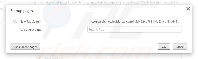 Removing search.mytelevisionxp.com from Google Chrome homepage