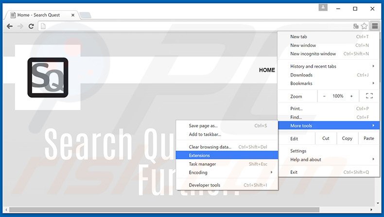 Removing SearchQuest  ads from Google Chrome step 1