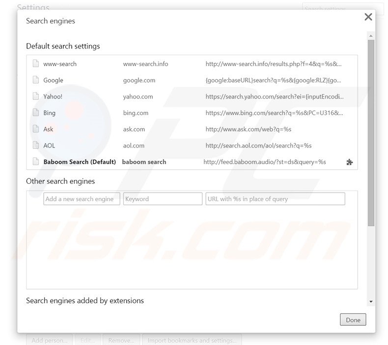 Removing www-search.info from Google Chrome default search engine