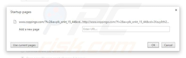 Removing coppingo.com from Google Chrome homepage