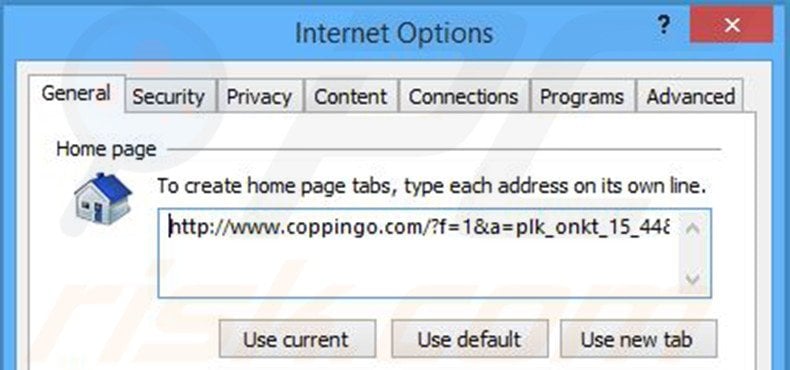 Removing coppingo.com from Internet Explorer homepage
