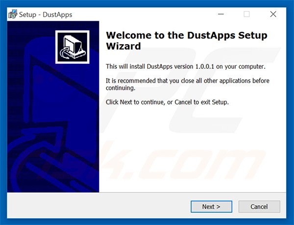 Official DustApps adware installation setup