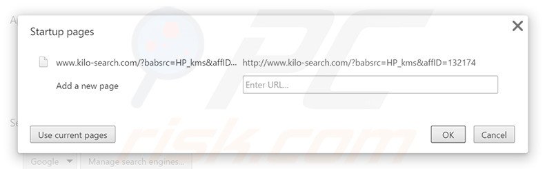 Removing kilo-search.com from Google Chrome homepage