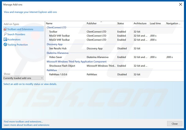 Removing Loot Find ads from Internet Explorer step 2