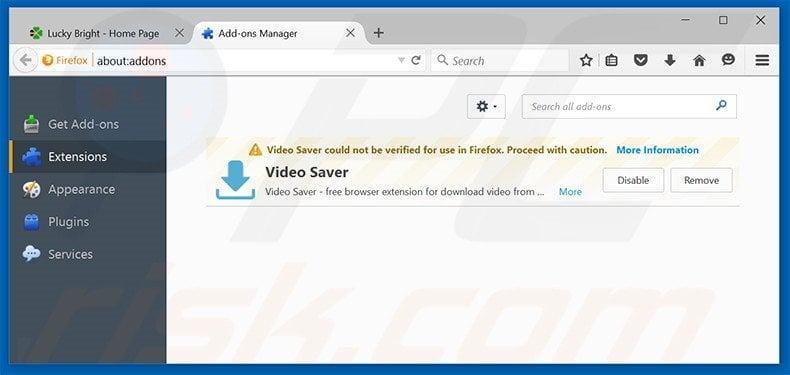 Removing Lucky Bright ads from Mozilla Firefox step 2