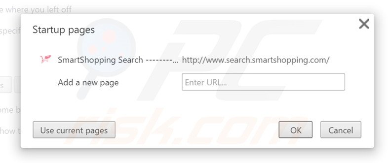 Removing search.smartshopping.com from Google Chrome homepage