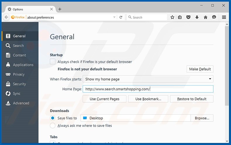 Removing search.smartshopping.com from Mozilla Firefox homepage