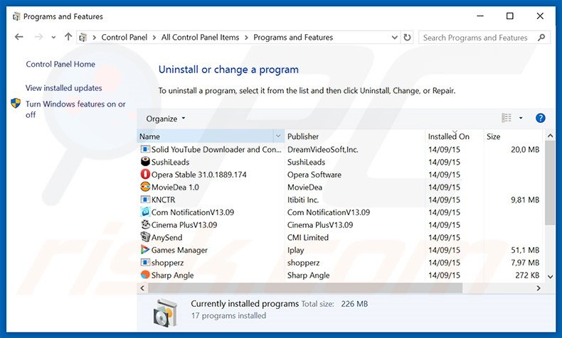 Win Security adware uninstall via Control Panel