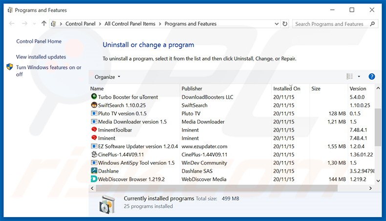 Bronze Aid adware uninstall via Control Panel