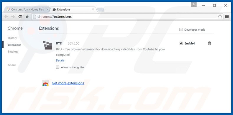 Removing Constant Fun ads from Google Chrome step 2