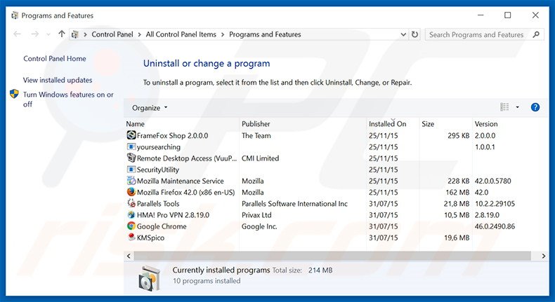 istartpage123.com browser hijacker uninstall via Control Panel