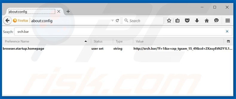 Removing srch.bar from Mozilla Firefox default search engine