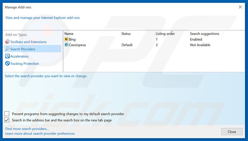 Removing srch.bar from Internet Explorer default search engine