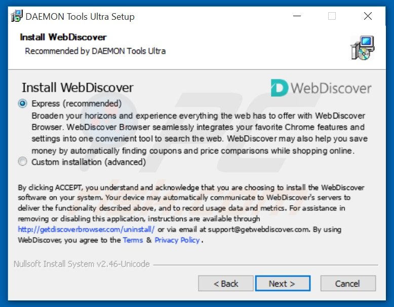 webdiscover adware installer