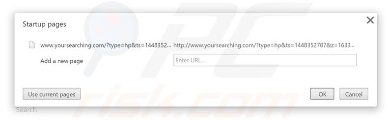 Removing yoursearching.com from Google Chrome homepage