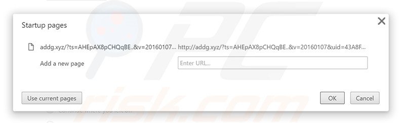 Removing addg.xyz from Google Chrome homepage