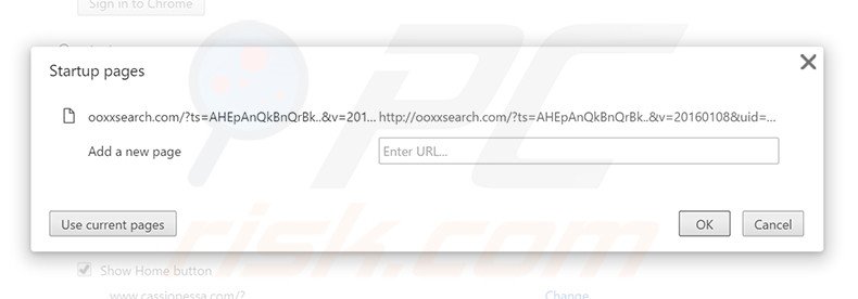 Removing ooxxsearch.com from Google Chrome homepage