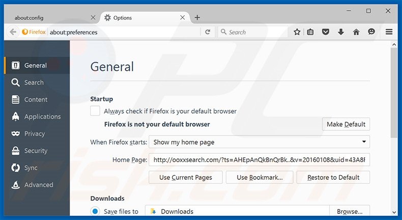 Removing ooxxsearch.com from Mozilla Firefox homepage