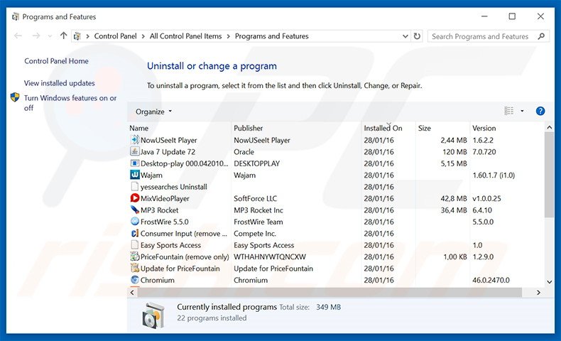 search2000s.com browser hijacker uninstall via Control Panel