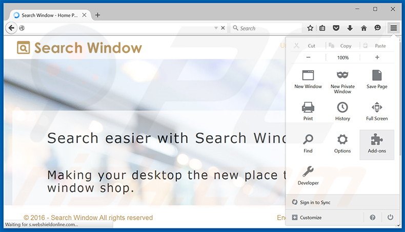 Removing Search Window ads from Mozilla Firefox step 1