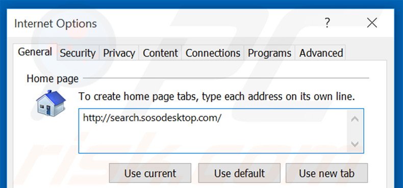 Removing search.sosodesktop.com from Internet Explorer homepage