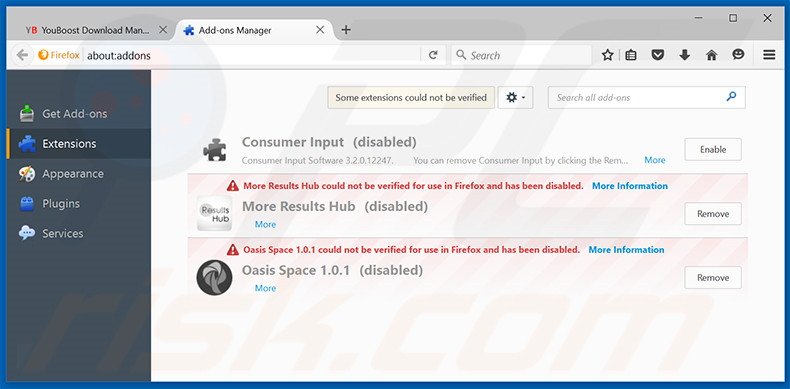 Removing YouBoost ads from Mozilla Firefox step 2