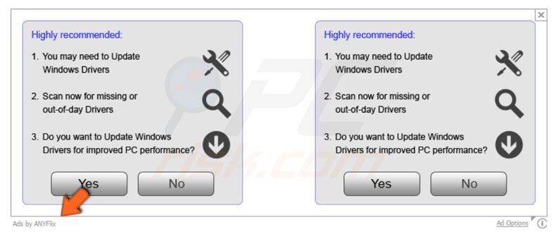 anyflix adware generating intrusive online ads