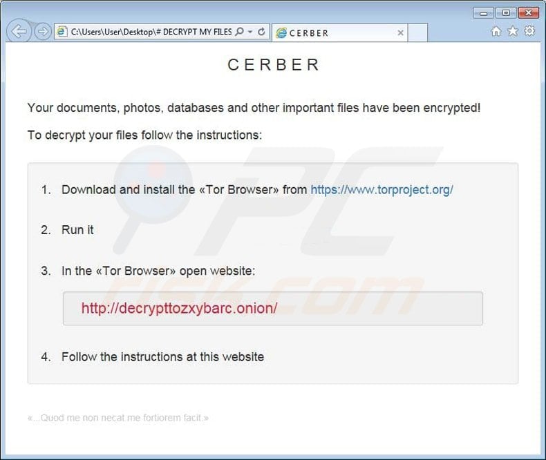cerber ransomware decrypt my files html