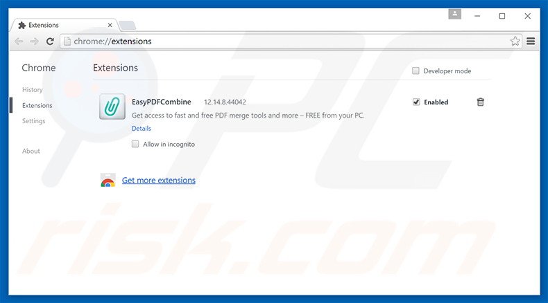 Removing EasyPDFCombine related Google Chrome extensions