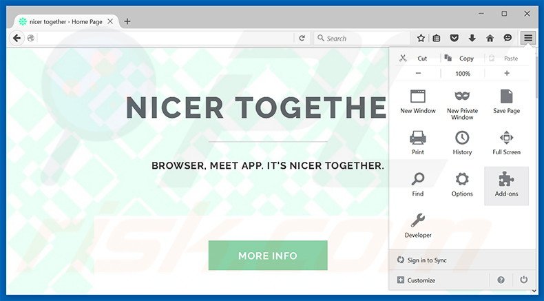 Removing Nicer Together ads from Mozilla Firefox step 1