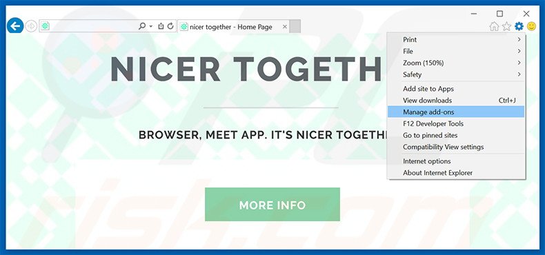 Removing Nicer Together ads from Internet Explorer step 1
