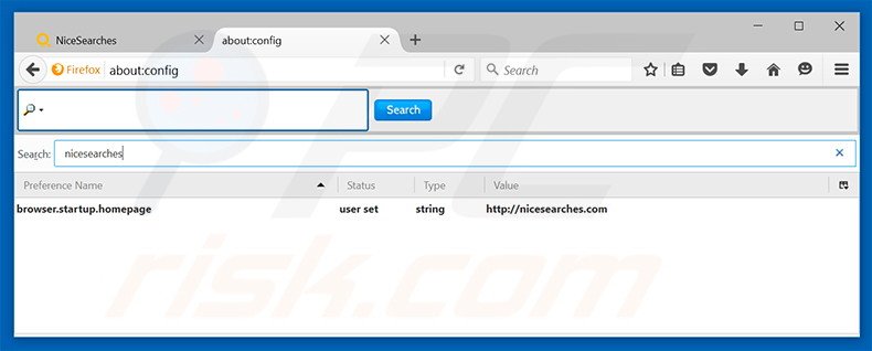 Removing nicesearches.com from Mozilla Firefox default search engine