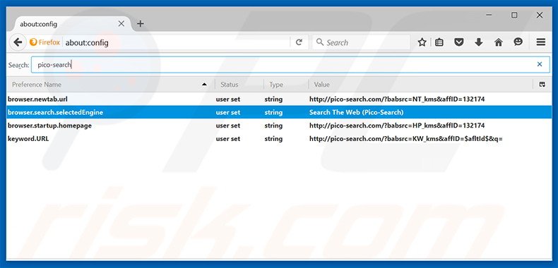 Removing pico-search.com from Mozilla Firefox default search engine