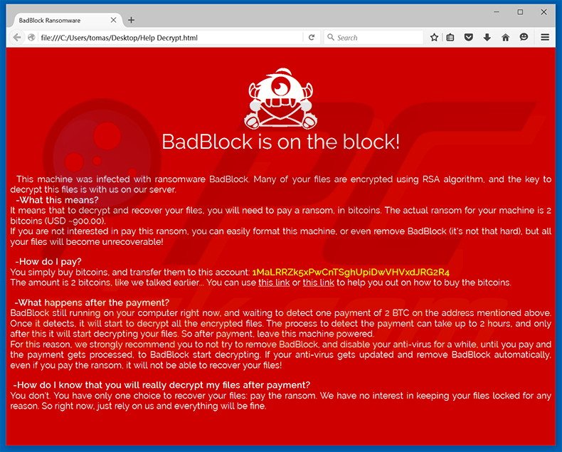 BadBlock creating Help_Decrypt.html file