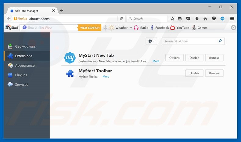 Removing exlee.com related Mozilla Firefox extensions