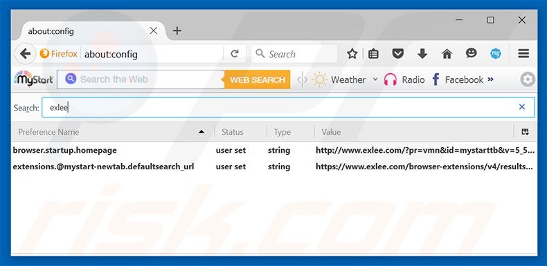 Removing exlee.com from Mozilla Firefox default search engine