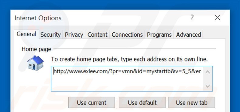 Removing exlee.com from Internet Explorer homepage
