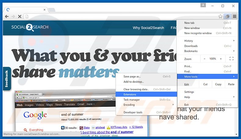 Removing Social2Search  ads from Google Chrome step 1