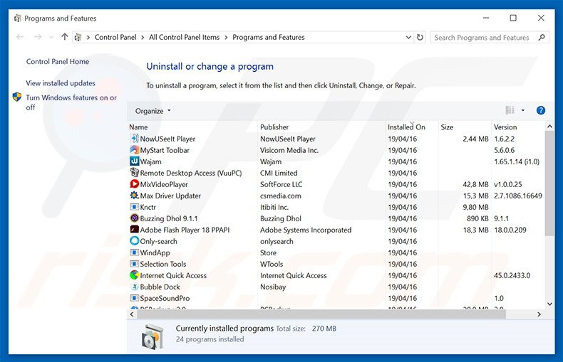 yeabests.cc browser hijacker uninstall via Control Panel